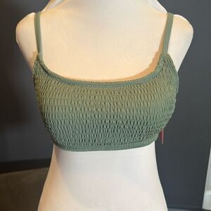 Womens Xhileration Sage Green Bikini Top Bra Size D/DD Adjustable Back 30-36 NWT